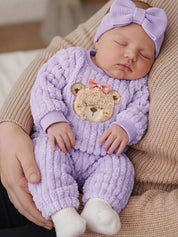 Conjunto Bebê Menina Moletom Fleece Ursinho e Calça 004 Conjunto Menina 17 Kabannas Lilás 1-3 Meses 