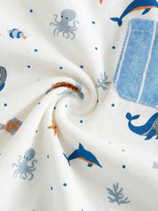 Conjunto Bebê Menino 2 Peças Camiseta Animais Marinhos e Shorts Listrado 002 Conjunto Menino 14 Kabannas 