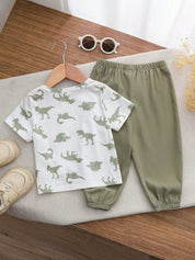 Conjunto Bebê Menino 2 Peças Camiseta Dinossauro e Calça Jogger 001 Conjunto Menino 04 Kabannas 