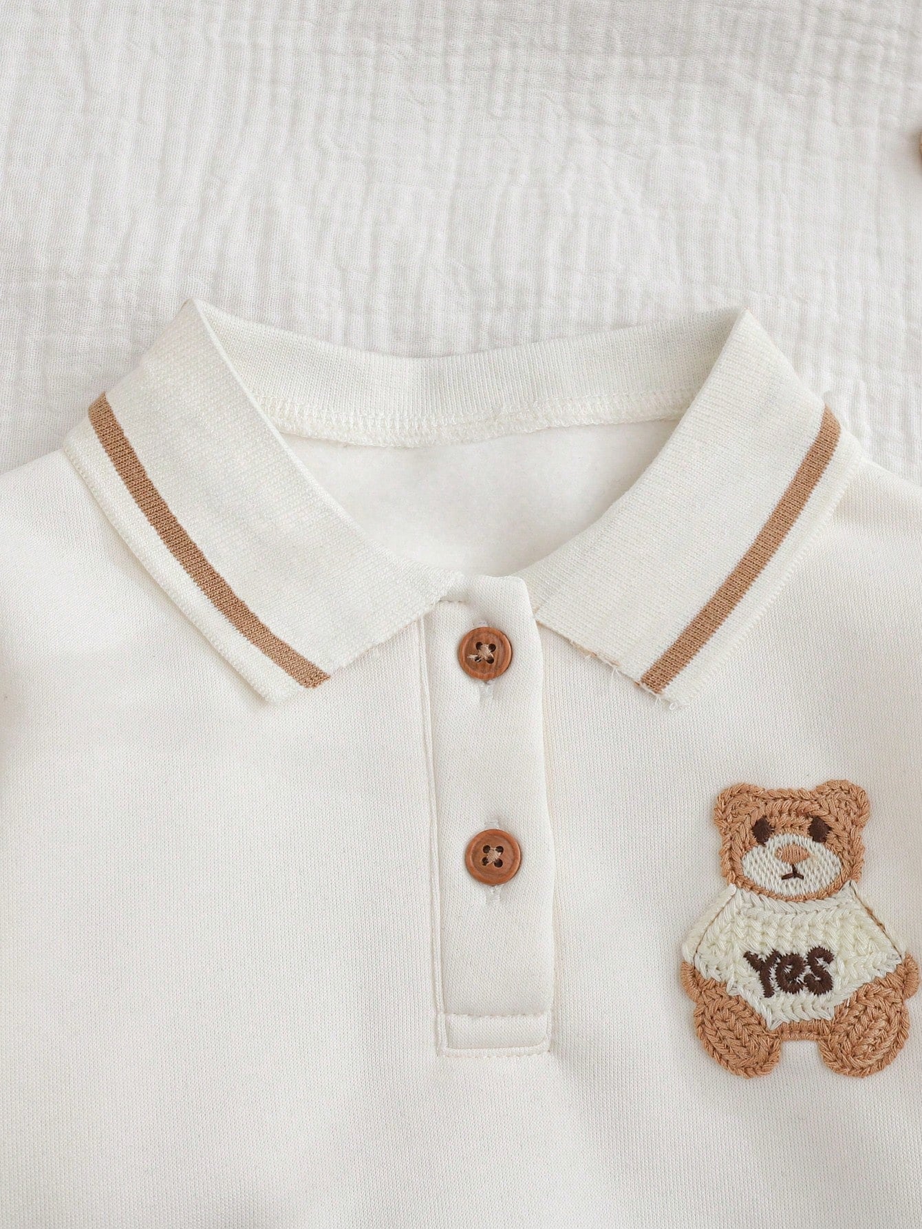 Conjunto Bebê Menino 2 Peças Moletom Gola Polo Bordado Urso e Calça Canelada 001 Conjunto Menino 03 Kabannas 