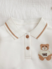 Conjunto Bebê Menino 2 Peças Moletom Gola Polo Bordado Urso e Calça Canelada 001 Conjunto Menino 03 Kabannas 