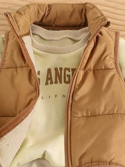 Conjunto Bebê Menino 3 Peças Moletom Los Angeles Manga Longa + Colete Puffer Zíper + Calça Elástica Conjunto Menino 05 Kabannas 