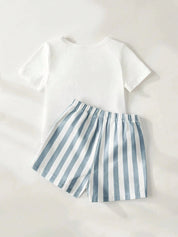 Conjunto Bebê Menino Baseball com Urso Bordado e Shorts Listrado 003 Conjunto Menino 25 Kabannas 