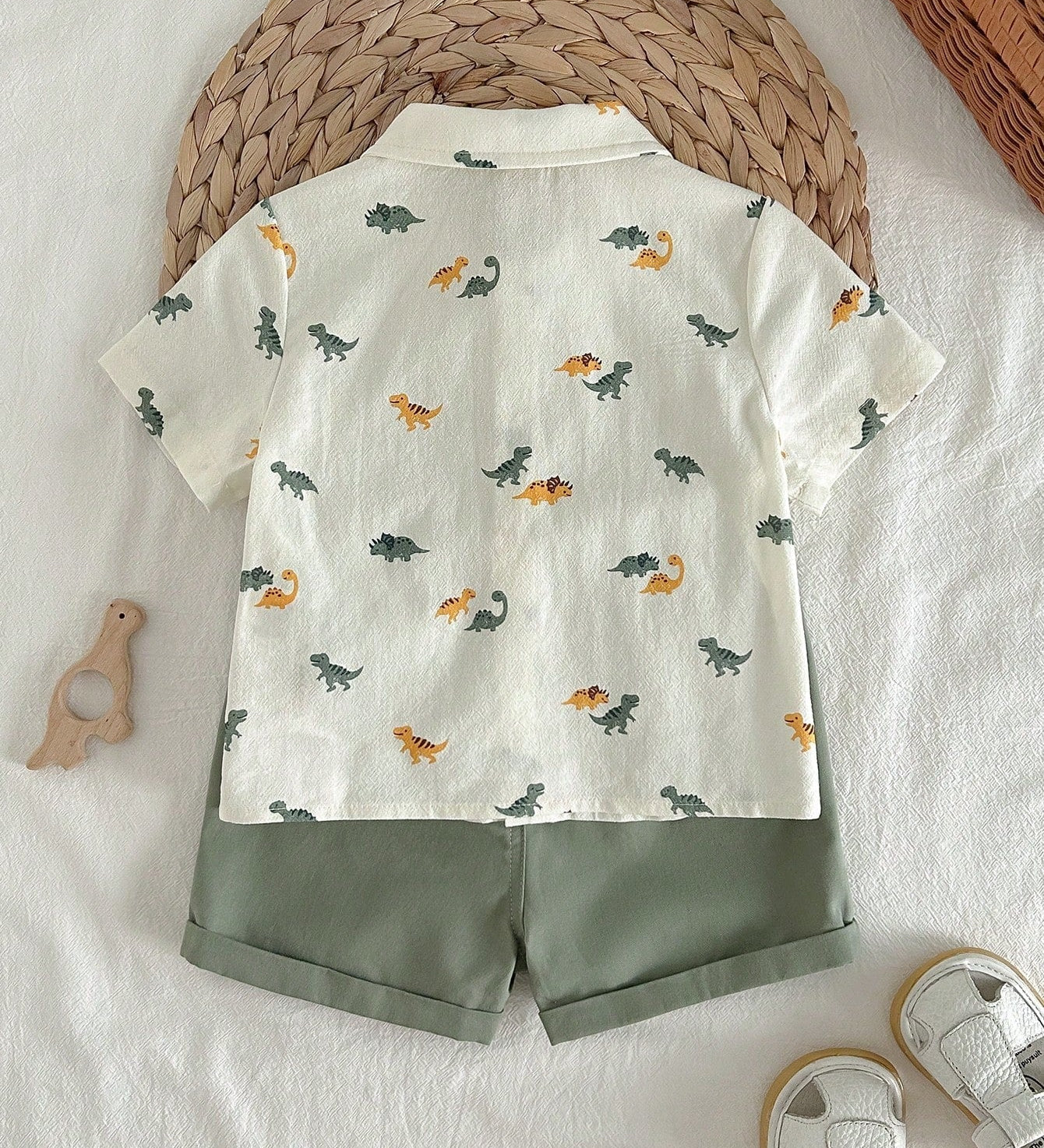 Conjunto Bebê Menino Camisa Dinossauro e Shorts 003 Conjunto Menino 21 Kabannas 