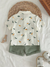 Conjunto Bebê Menino Camisa Dinossauro e Shorts 003 Conjunto Menino 21 Kabannas 