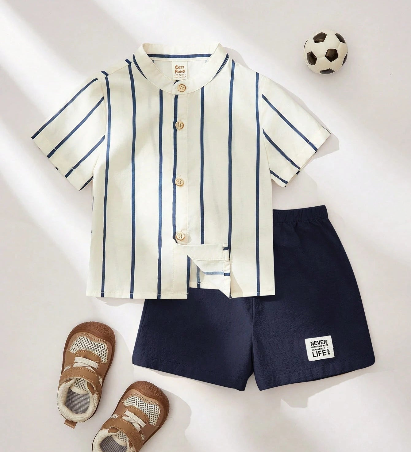 Conjunto Bebê Menino Camisa Listrada Gola Padre e Shorts 003 Conjunto Menino 26 Kabannas 