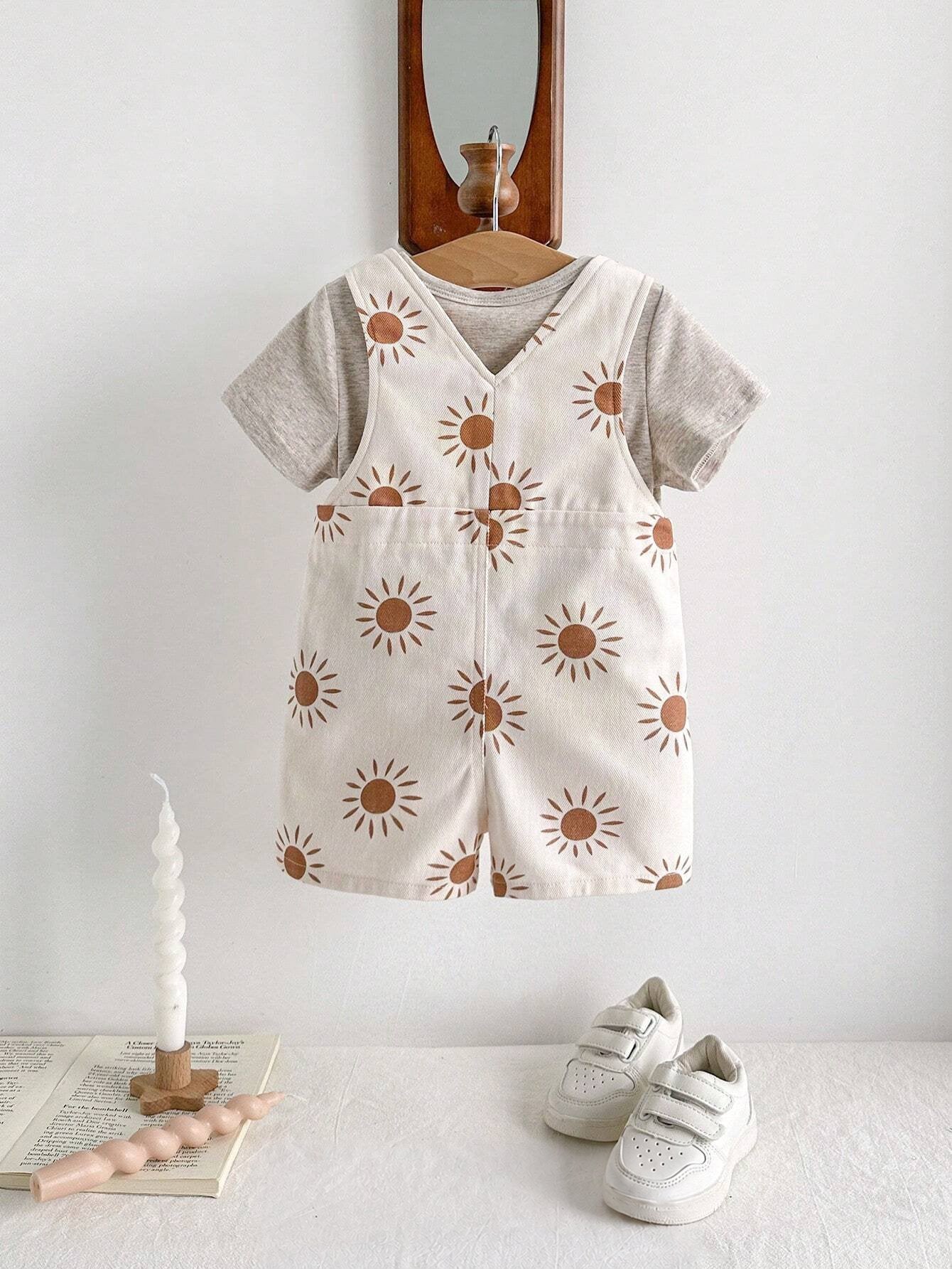 Conjunto Bebê Menino Camiseta e Jardineira Estampa Sol 004 Conjunto Menino 41 Kabannas 