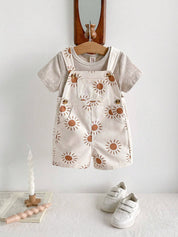 Conjunto Bebê Menino Camiseta e Jardineira Estampa Sol 004 Conjunto Menino 41 Kabannas Cinza e bege 6-9 Meses 