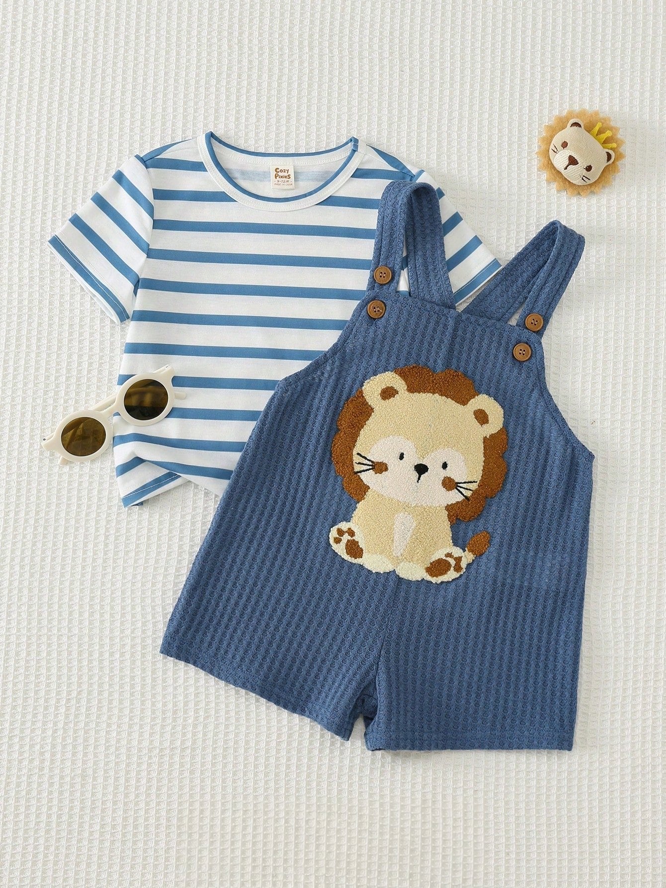 Conjunto Bebê Menino Camiseta Listrada e Jardineira Leão 004 Conjunto Menino 32 Kabannas 