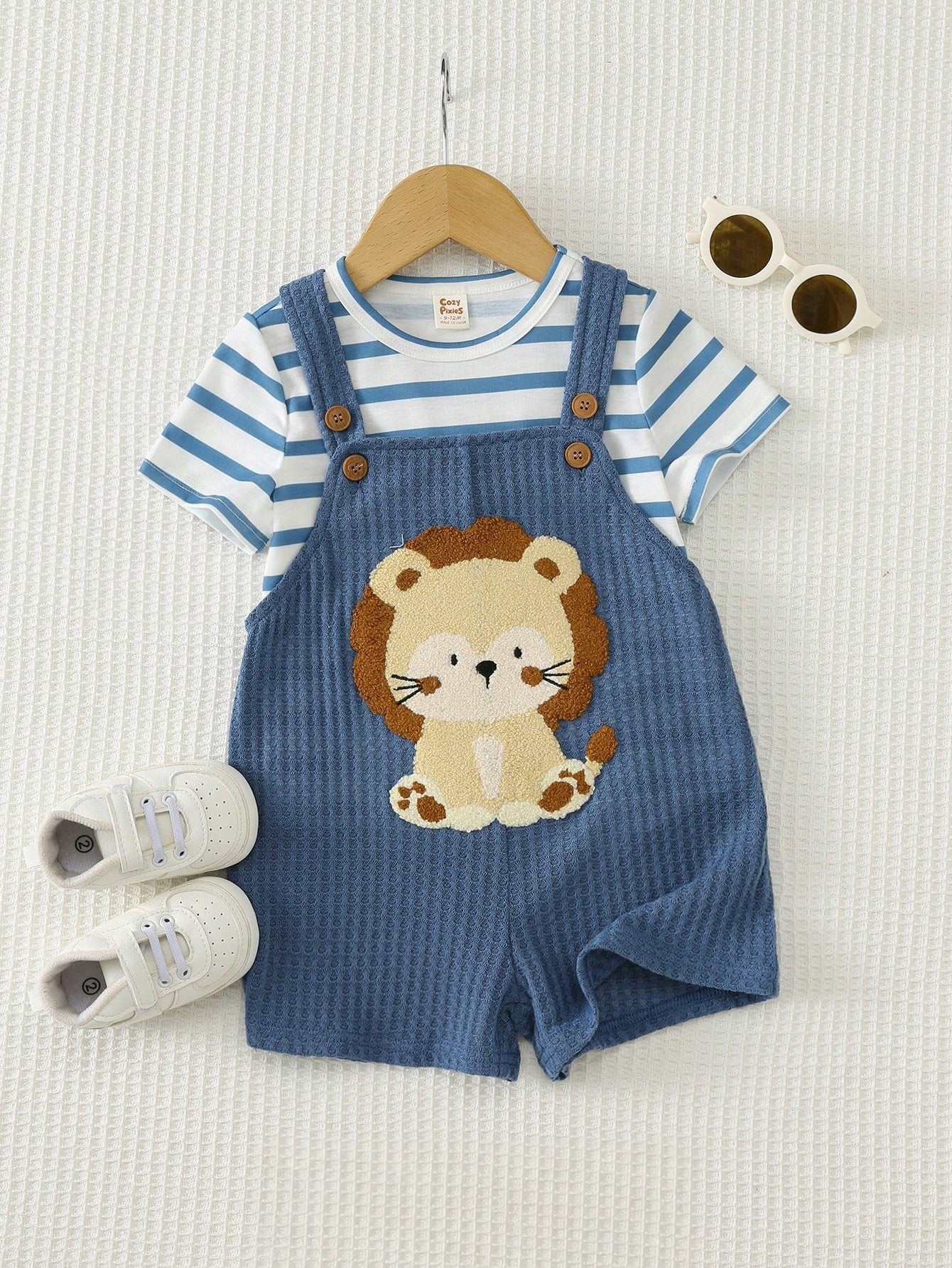 Conjunto Bebê Menino Camiseta Listrada e Jardineira Leão 004 Conjunto Menino 32 Kabannas 