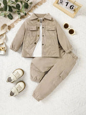 Conjunto Bebê Menino Jaqueta e Calça Bombazine Manga Longa Casual Outono Inverno Conjunto Menino 02 Kabannas Linho 6-9 Meses 
