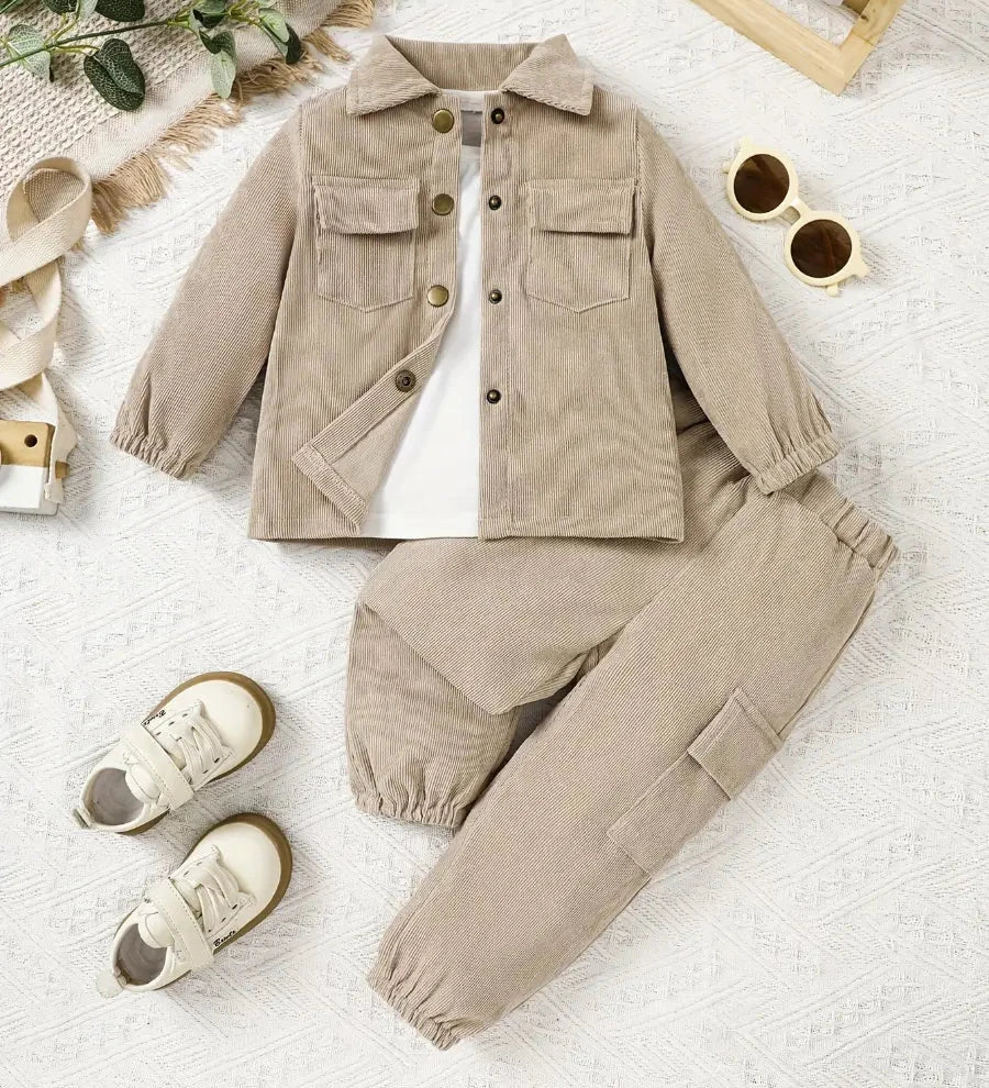 Conjunto Bebê Menino Jaqueta e Calça Bombazine Manga Longa Casual Outono Inverno Conjunto Menino 02 Kabannas Linho 6-9 Meses 
