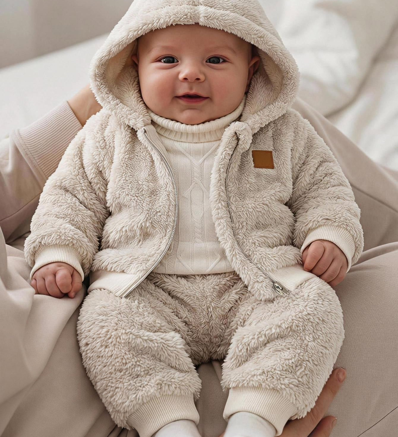 Conjunto Bebê Menino Jaqueta e Calça Fleece 004 Conjunto Menino 40 Kabannas Bege 1-3 Meses 