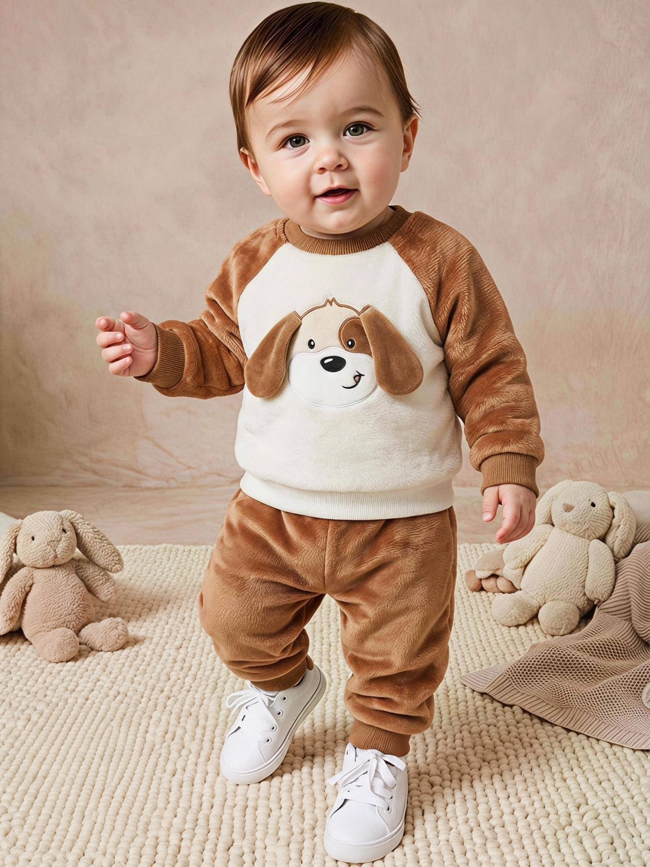 Conjunto Bebê Menino Moletom e Calça Plush Cachorro 3D 004 Conjunto Menino 42 Kabannas 