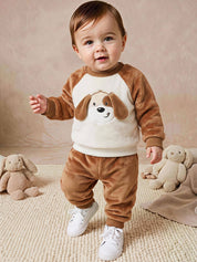 Conjunto Bebê Menino Moletom e Calça Plush Cachorro 3D 004 Conjunto Menino 42 Kabannas 