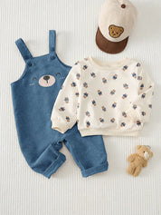 Conjunto Bebê Menino Moletom Urso e Jardineira 004 Conjunto Menino 35 Kabannas 