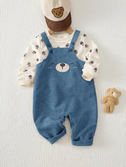 Conjunto Bebê Menino Moletom Urso e Jardineira 004 Conjunto Menino 35 Kabannas 