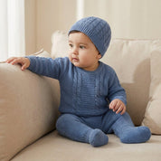 Conjunto Bebê Menino Tricô 3 Peças Suéter, Calça e Gorro Moda Vintage Infantil 79 Kabannas 