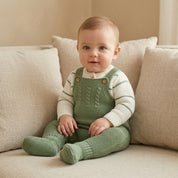 Conjunto Bebê Menino Tricô Jardineira e Cardigan 2 Peças Moda Vintage Infantil 78 Kabannas 