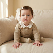 Conjunto Bebê Tricô Vintage com Jardineira e Blusa Gola Polo 2 Peças Moda Vintage Infantil 86 Kabannas 
