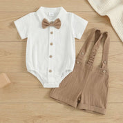 Conjunto Bebê Vintage Cavalheiro com Suspensório e Gravata Borboleta Moda Vintage Infantil 74 Kabannas 