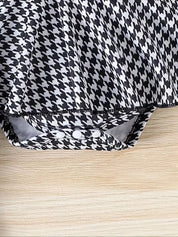 Conjunto Body Bebê Menina 3 Peças Macacão Saia Pied-de-Poule Manga Borboleta com Tiara e Meias Conjunto Menina 10 Kabannas 