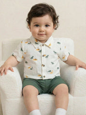 Conjunto Bebê Menino Camisa Dinossauro e Shorts