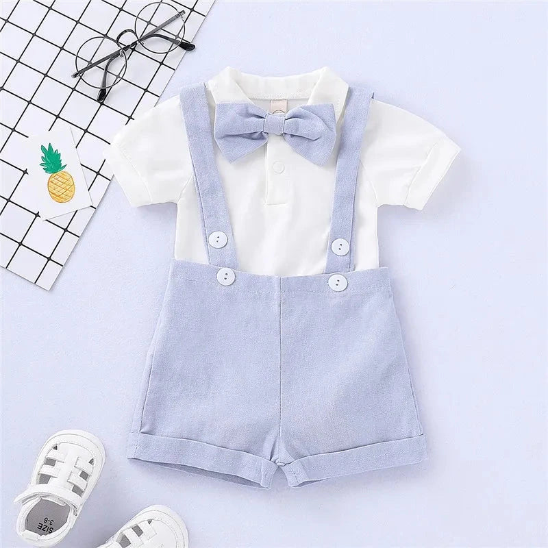 Conjunto Formal Bebê Menino - Romper e Suspensórios Conjunto Formal Bebê Menino 01 Kabannas 0-6 Meses 