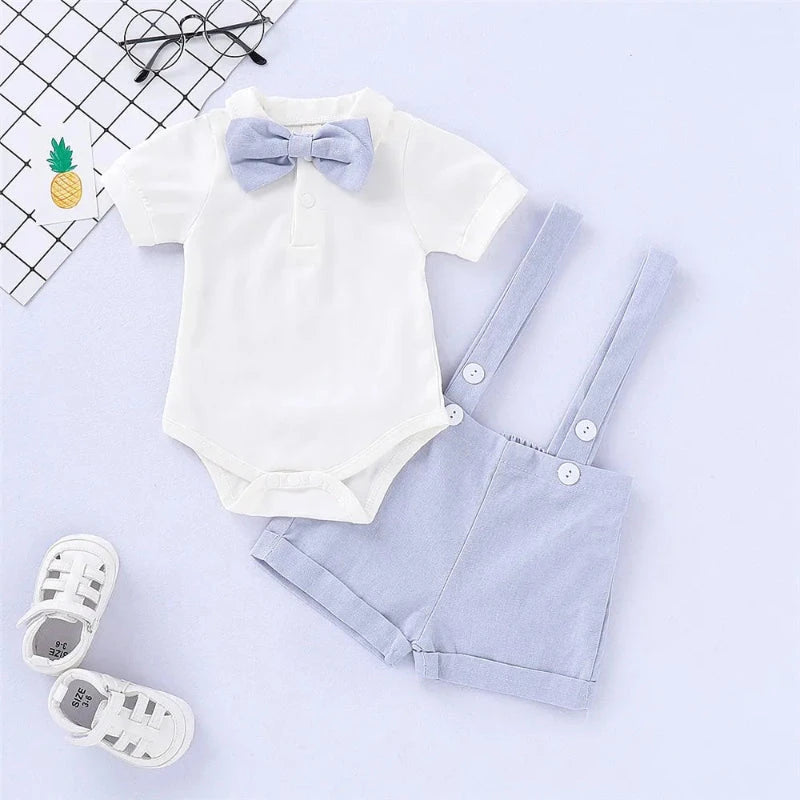Conjunto Formal Bebê Menino - Romper e Suspensórios Conjunto Formal Bebê Menino 01 Kabannas 