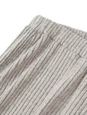 Conjunto Gestante Canelado Blusa Manga Longa e Calça Pantalona - Cinza claro