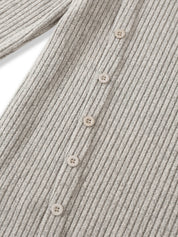 Conjunto Gestante Canelado Blusa Manga Longa e Calça Pantalona - Cinza claro