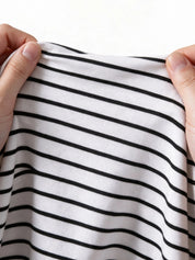 Conjunto Gestante de Tricô Listrado Suéter e Calça - Branco e preto