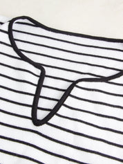 Conjunto Gestante de Tricô Listrado Suéter e Calça - Branco e preto