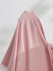 Conjunto Gestante e Amamentação Robe com Renda e Camisola Listrada - Rosa