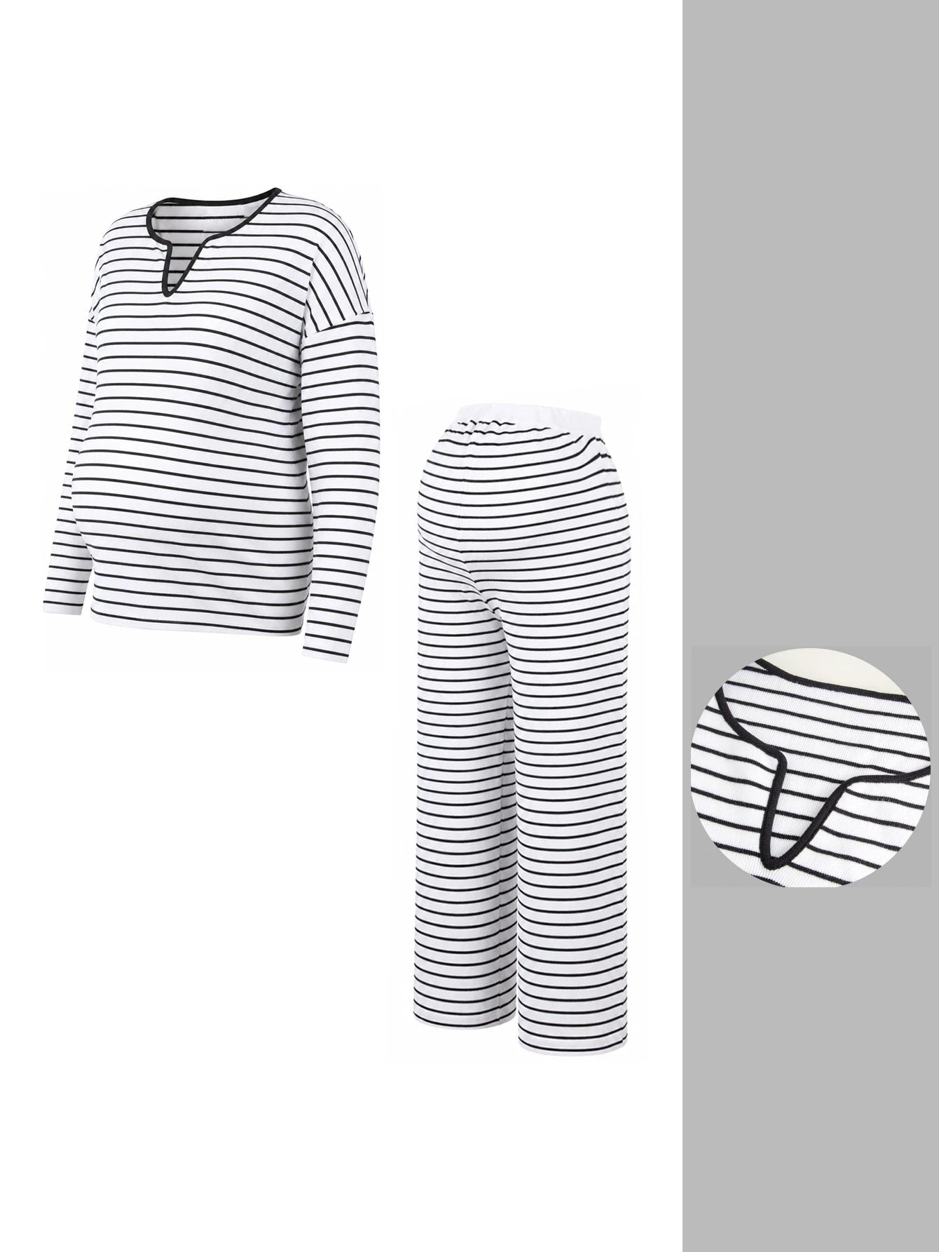 Conjunto gestante de tricô listrado suéter e calça - imagem 6