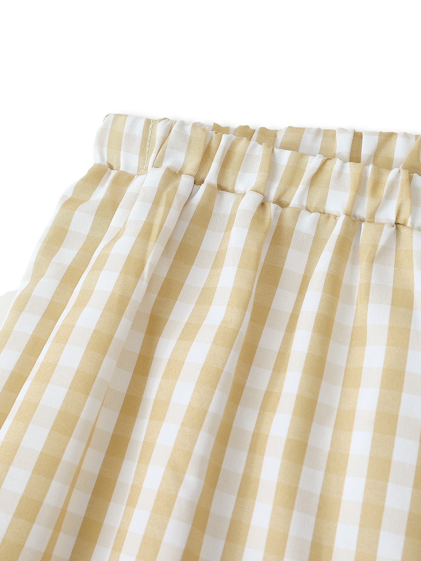 Conjunto Gestante Xadrez Blusa Manga Longa com Amarração e Calça Ampla - Caqui