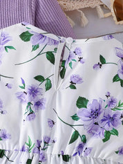 Conjunto Infantil 2 Peças Menina Vestido Floral com Laço e Cardigã Canelado Conjunto Menina 20 Kabannas 
