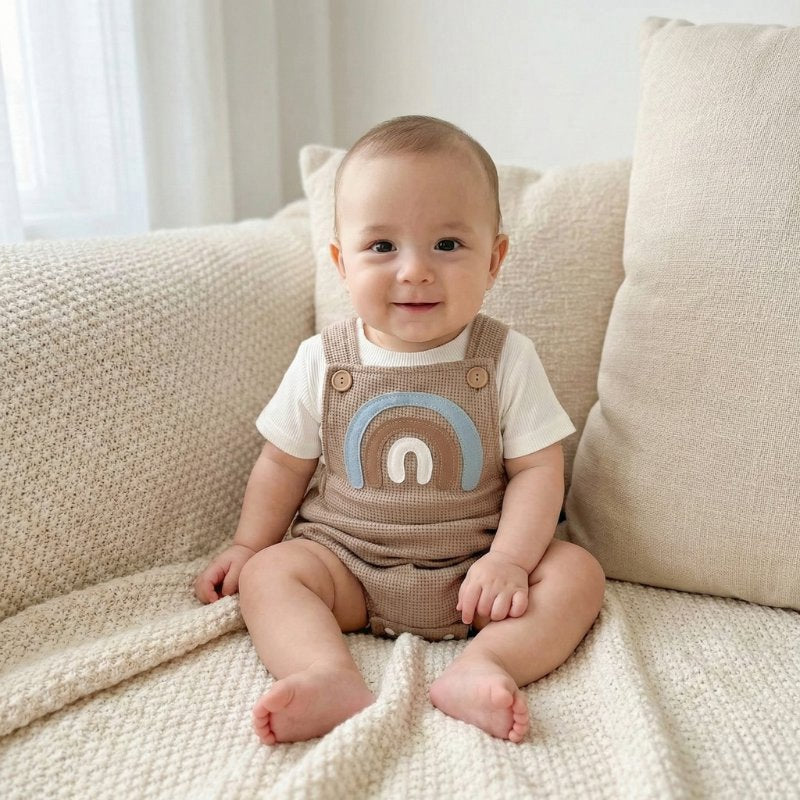 Conjunto Infantil de Verão Unissex com Macacão Arco-Íris Moda Vintage Infantil 24 Kabannas 1-3 Meses 