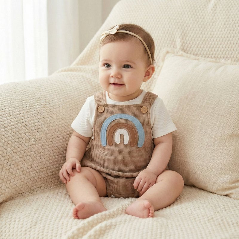 Conjunto Infantil de Verão Unissex com Macacão Arco-Íris Moda Vintage Infantil 24 Kabannas 