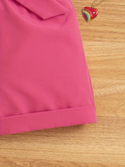 Conjunto Infantil Feminino 2 Peças Blusa Canelada Manga Borboleta e Short com Cinto Conjunto Menina 22 Kabannas 