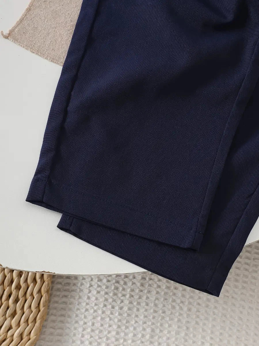 Conjunto Infantil Masculino 2 Peças Camisa Listrada Gola Marinheiro com Gravata e Calça Azul Marinho Conjunto Menino 07 Kabannas 