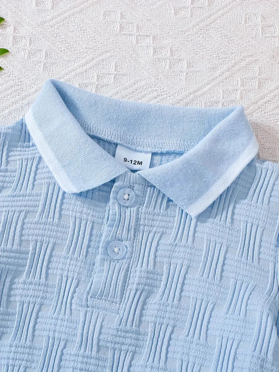 Conjunto Infantil Masculino 2 Peças Polo Manga Curta e Shorts Texturizado Conjunto Menino 12 Kabannas 