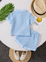 Conjunto Infantil Masculino 2 Peças Polo Manga Curta e Shorts Texturizado Conjunto Menino 12 Kabannas 