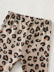 Conjunto Infantil Menina Moletom Oncinha com Laço e Calça Legging - Bege oncinha