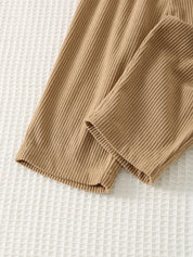Conjunto Infantil Menino Blusa de Tricô Macio Manga Longa e Calça - Caqui