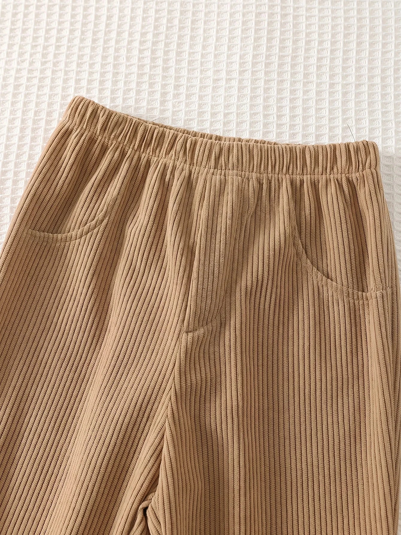 Conjunto Infantil Menino Blusa de Tricô Macio Manga Longa e Calça - Caqui
