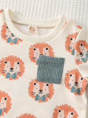 Conjunto Infantil Menino Blusa de Tricô Macio Manga Longa e Calça - Verde