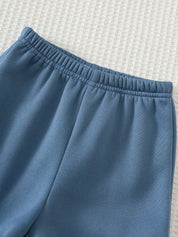 Conjunto Infantil Menino Moletom Bichinhos 3D e Calça Azul - Bege e azul