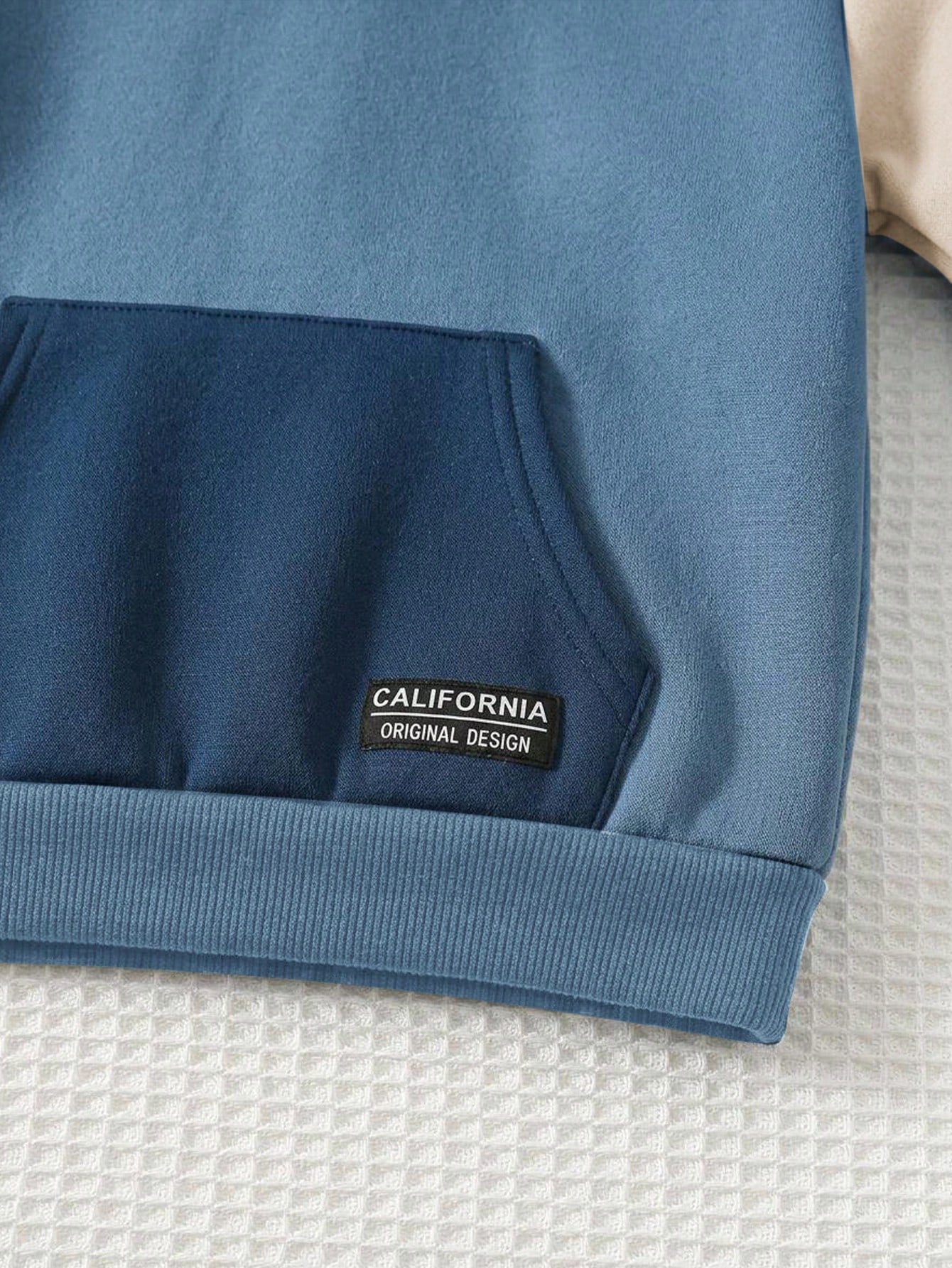 Conjunto Infantil Menino Moletom com Capuz e Calça Azul Forrado - Azul e bege