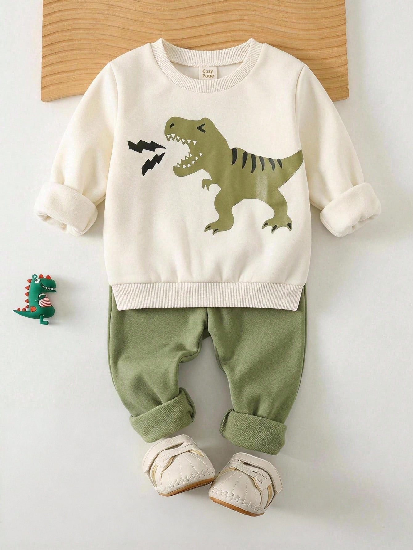 Conjunto infantil menino moletom dinossauro e calça verde